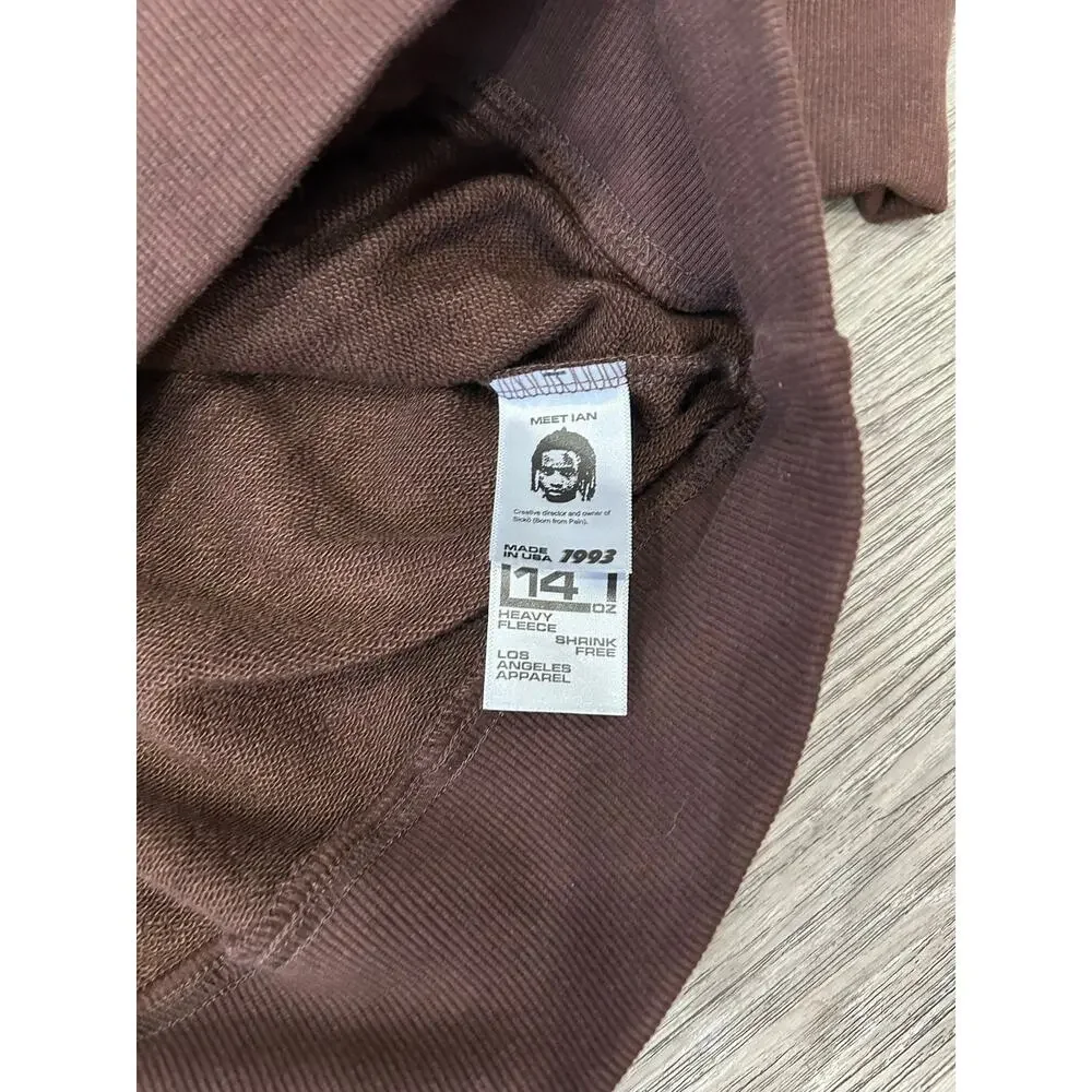 NWT Sicko Born From Pain Brown Hoodie Medium Ian Connor Heavyweight LA Apparel